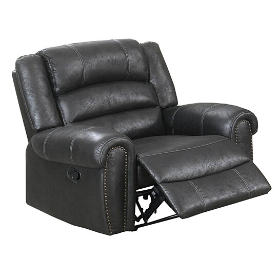 Saltoro Sherpi Leatherette Manual Motion Recliner with Tufted Ba
